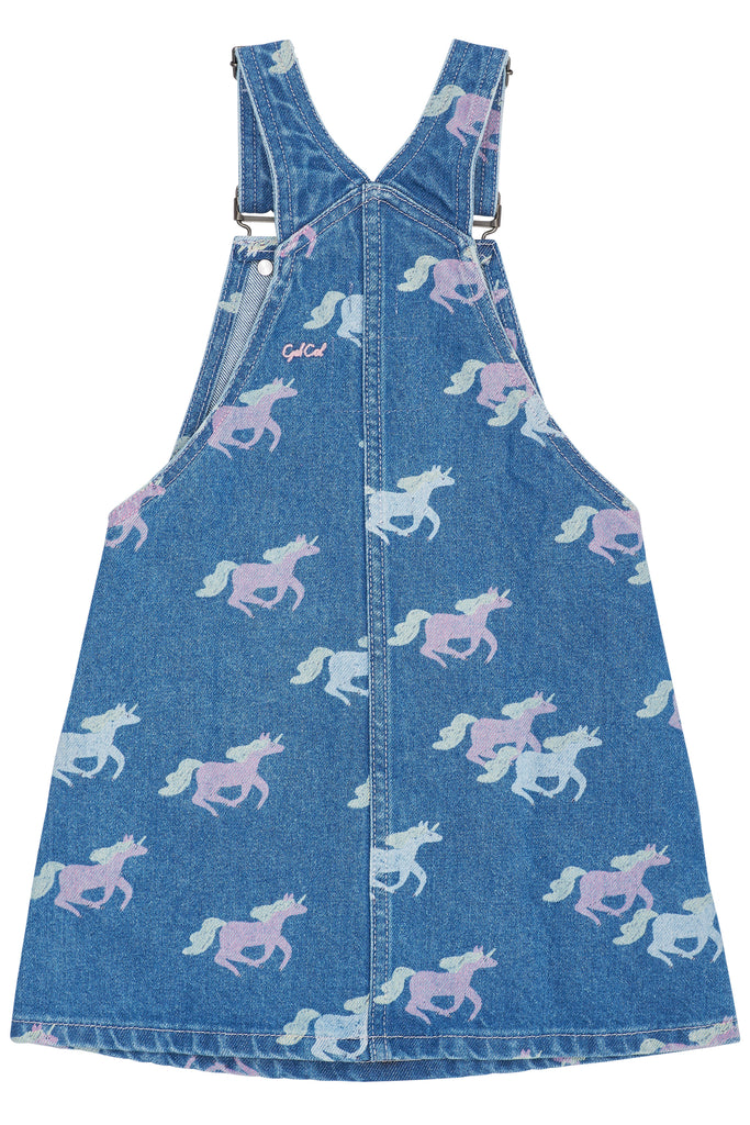 Copenhagen Organsik Denim Snekkerkjole Unicorn Print-Kjole-Copenhagen-Junior Barneklær