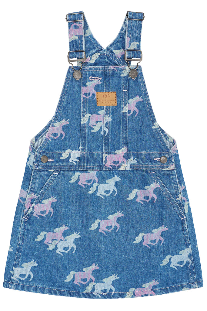Copenhagen Organsik Denim Snekkerkjole Unicorn Print-Kjole-Copenhagen-Junior Barneklær