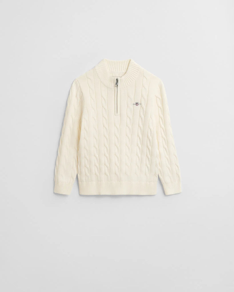 Gant Bomull Kabelstrikk Half-zip-Genser-Gant-Junior Barneklær