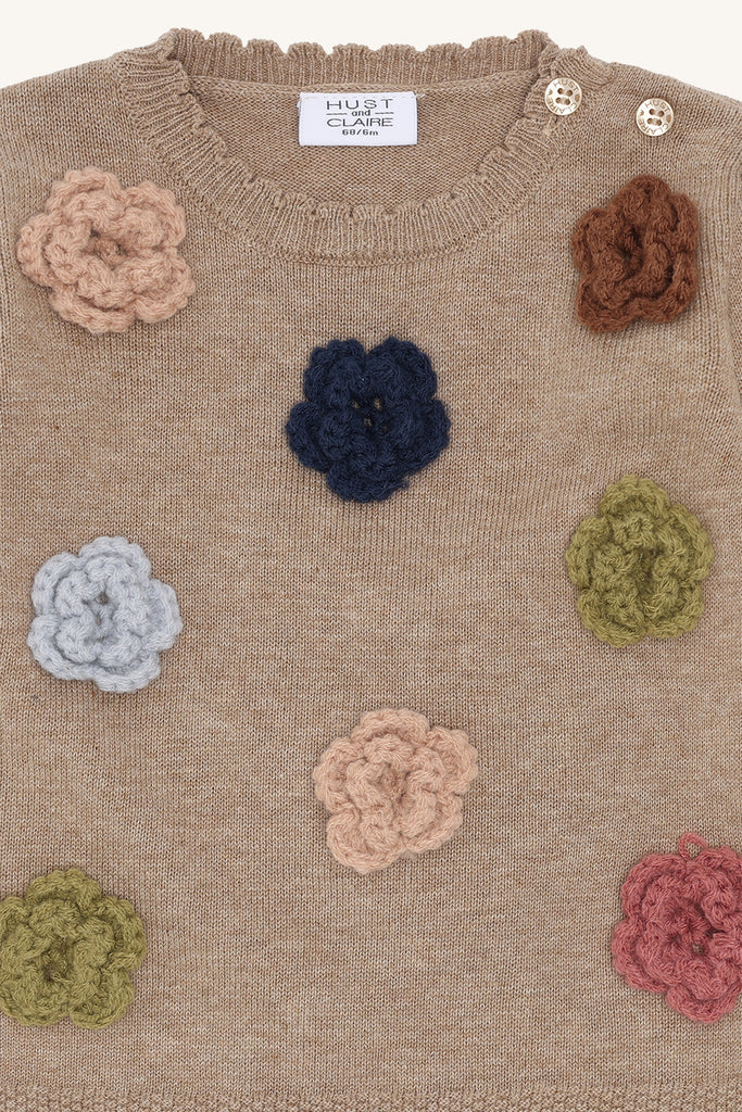 Hust&Claire Pusle Flower Strikkegenser-Genser-Hust&Claire-Junior Barneklær