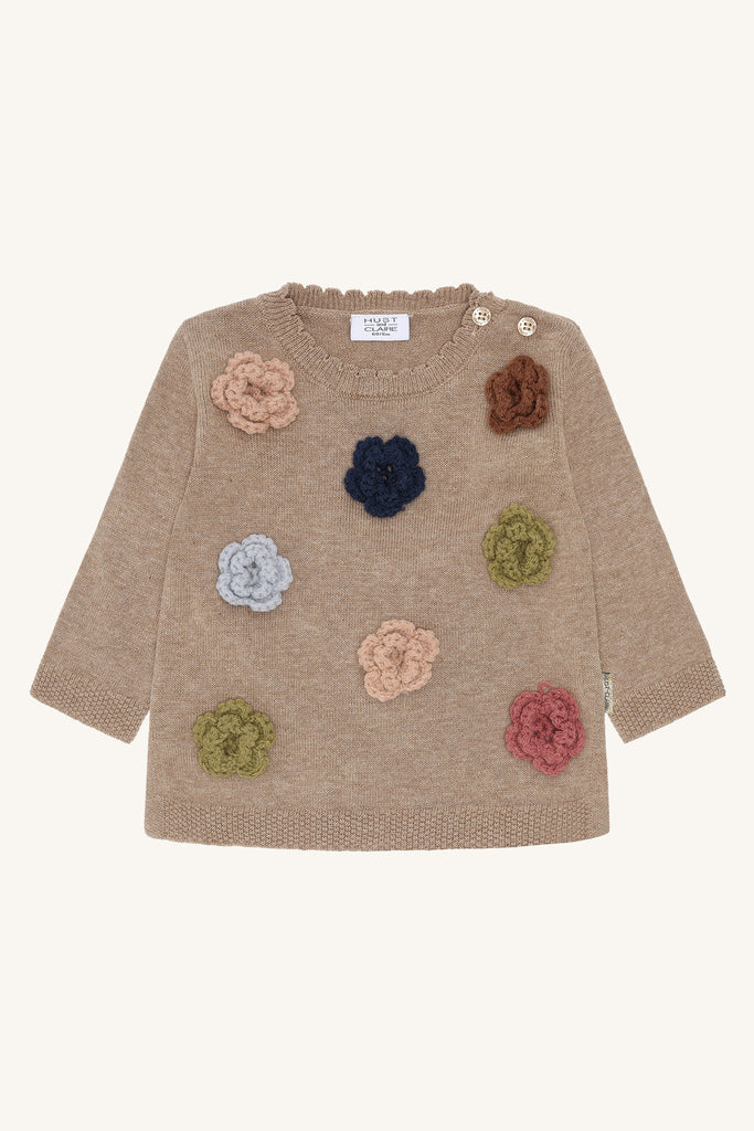 Hust&Claire Pusle Flower Strikkegenser-Genser-Hust&Claire-Junior Barneklær