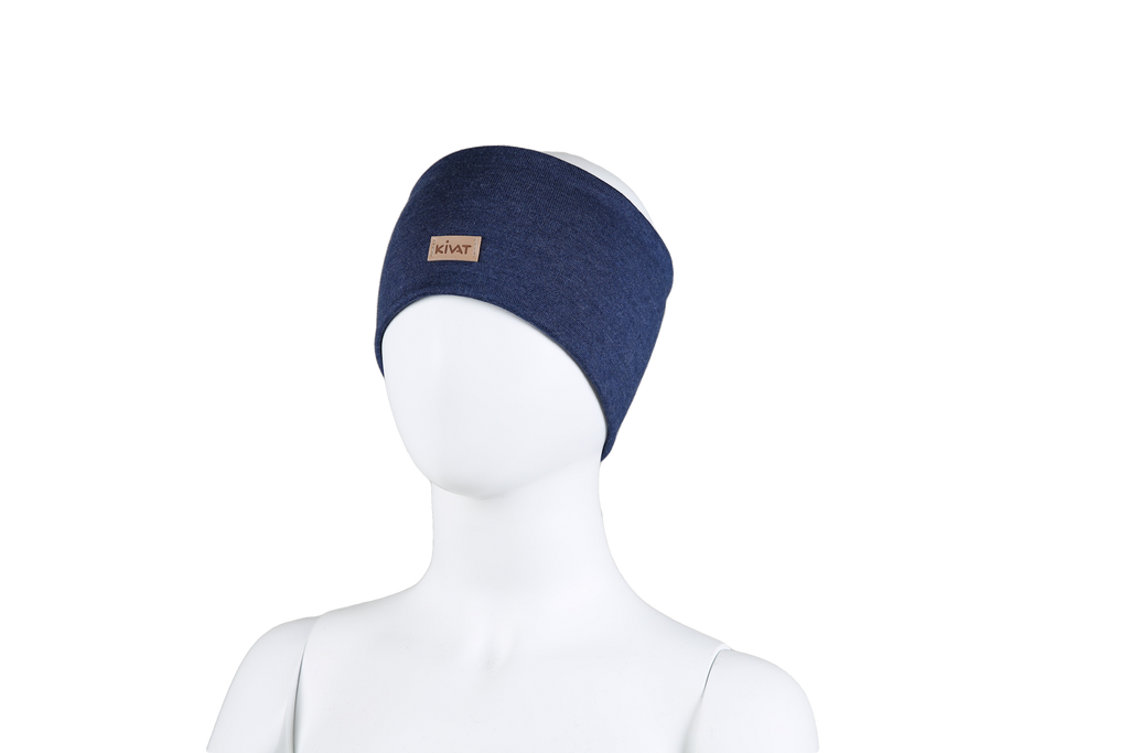 Kivat Pannebånd I Ullsilke Med Vindstopper; Kivatlogo - Jeansblå-Hodeplagg-Kivat-Junior Barneklær