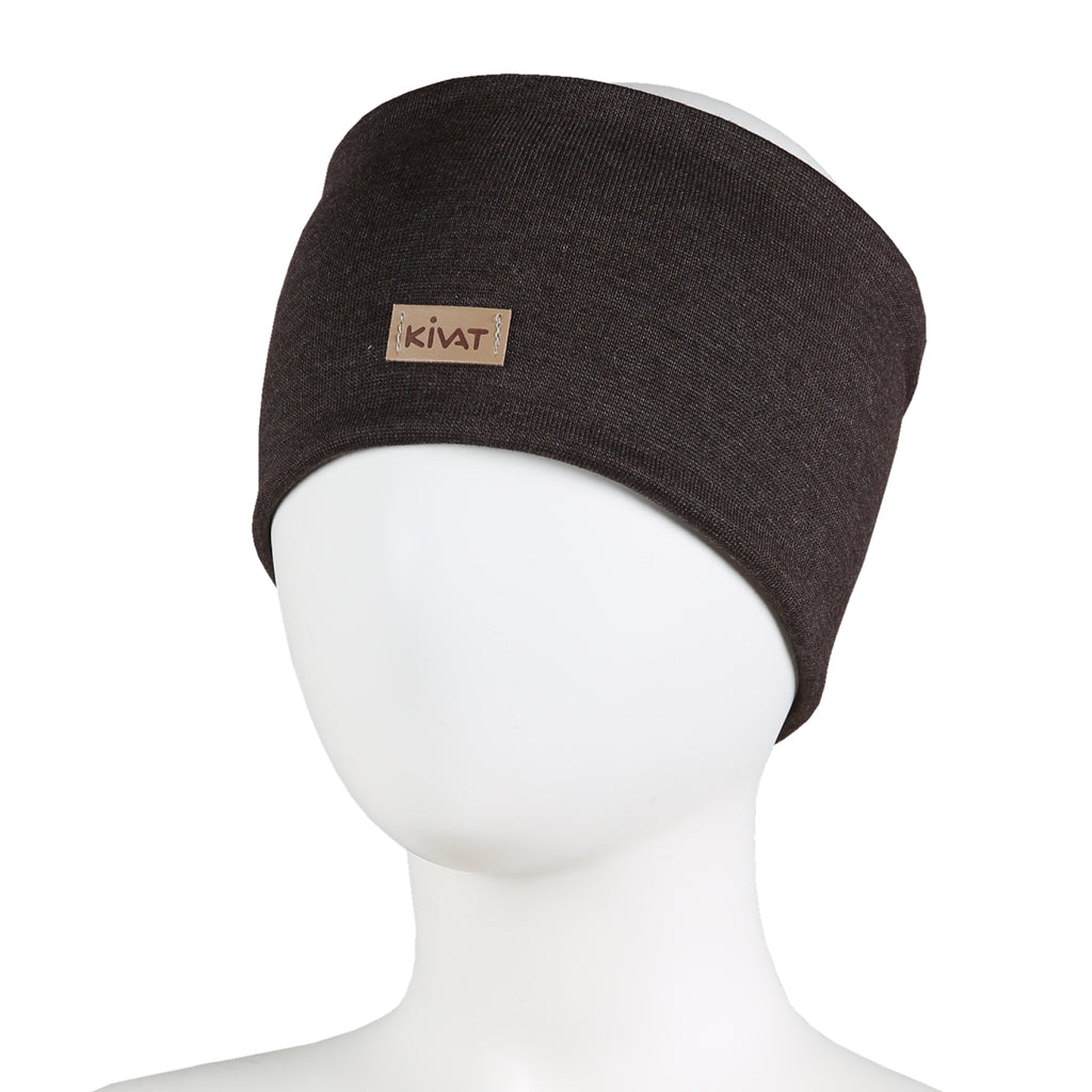 Kivat Pannebånd I Ullsilke Med Vindstopper; Kivatlogo - Mørkebrun-Hodeplagg-Kivat-Junior Barneklær