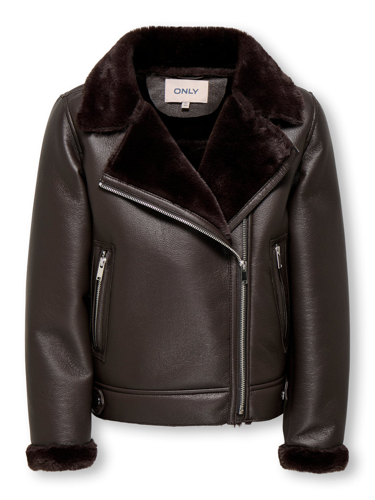 Only Starry Faux Skinn - Teddy Jakke-Yttertøy-Only-Junior Barneklær