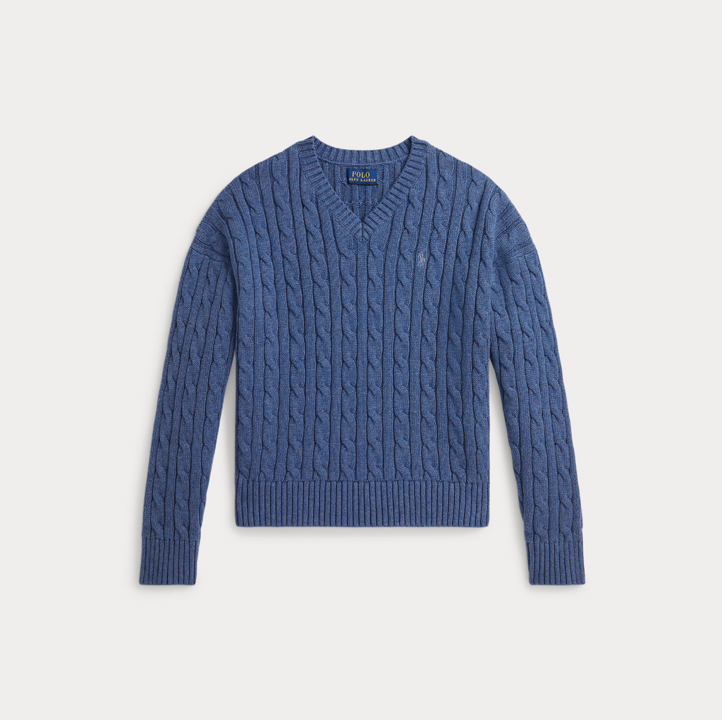 Ralph Lauren Kabelstrikk V-Hals-Genser-Ralph Lauren-Junior Barneklær