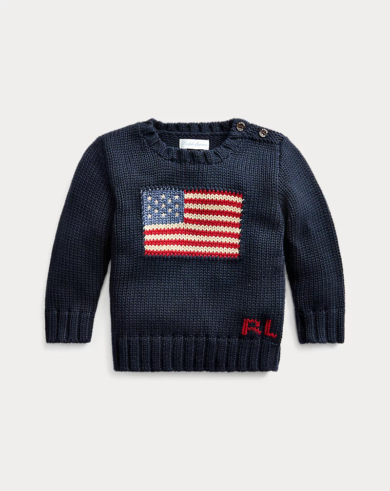 Ralph Lauren Strikkegenser Med Flagg-Genser-Ralph Lauren-Junior Barneklær