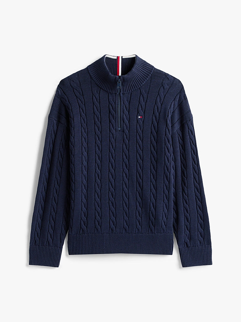 Tommy Hilfiger Kabelstrikk Half-zip-Genser-Tommy Hilfiger-Junior Barneklær