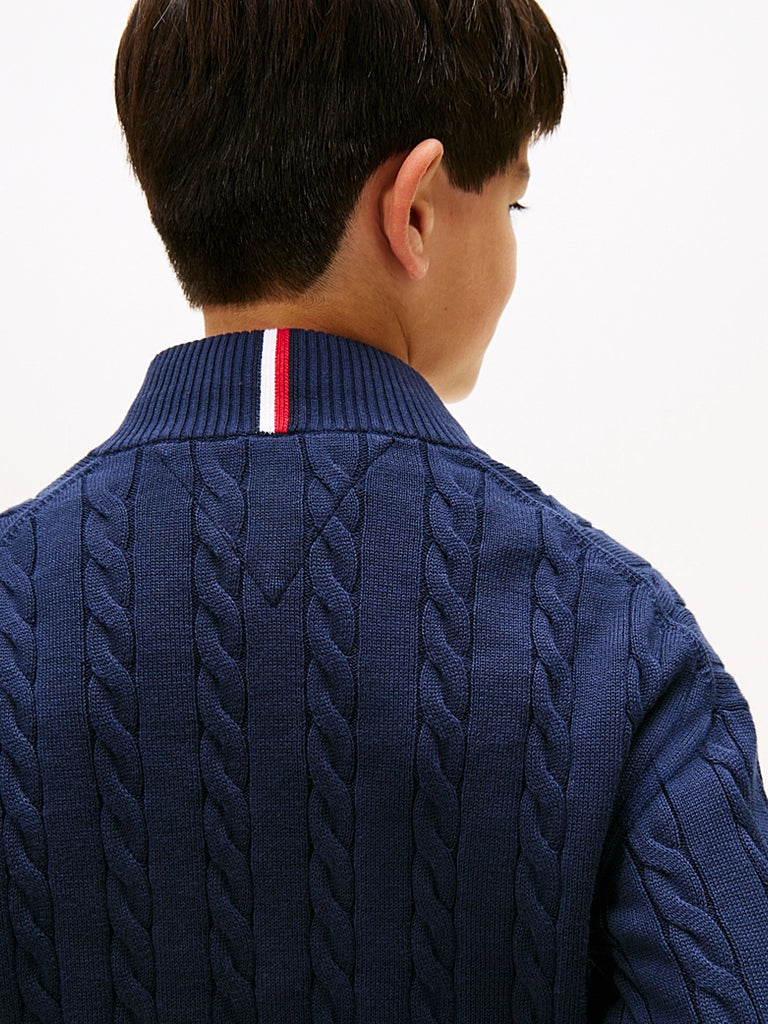 Tommy Hilfiger Kabelstrikk Half-zip-Genser-Tommy Hilfiger-Junior Barneklær