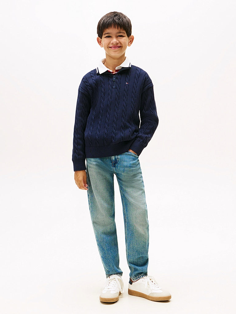 Tommy Hilfiger Kabelstrikk Half-zip-Genser-Tommy Hilfiger-Junior Barneklær