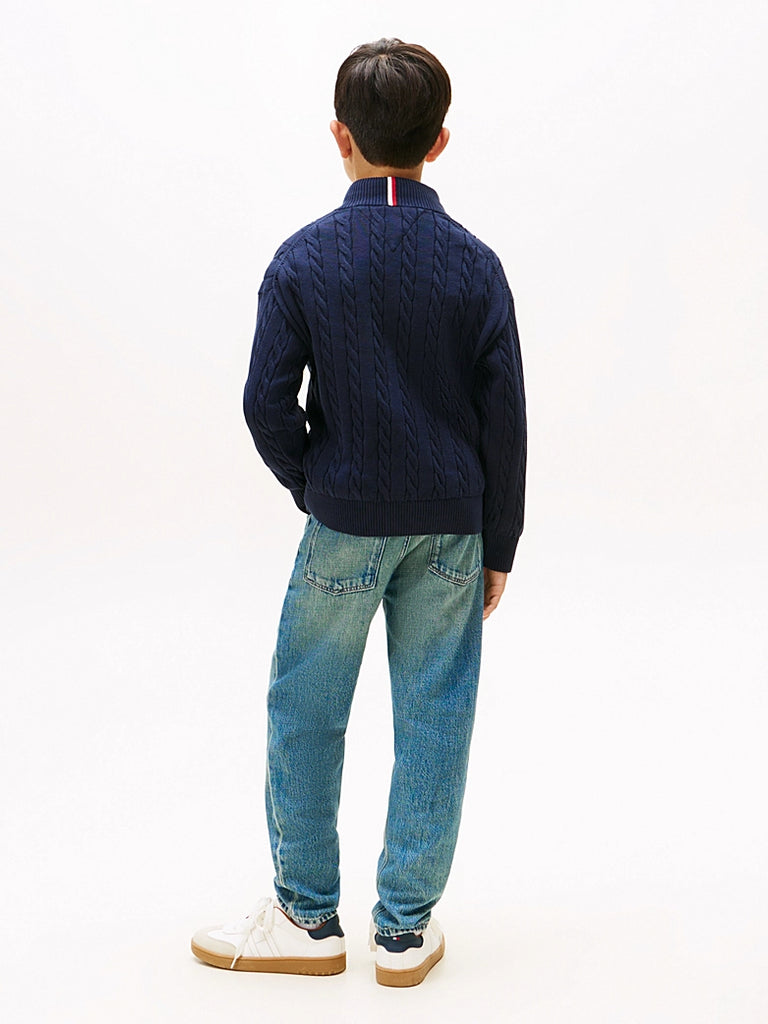 Tommy Hilfiger Kabelstrikk Half-zip-Genser-Tommy Hilfiger-Junior Barneklær